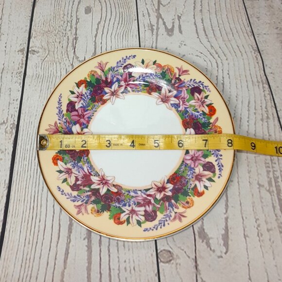 Floral 8" Salad Dessert Plate Set Of 4 Box Punch Studio Spring Garden Porcelain - Picture 11 of 14